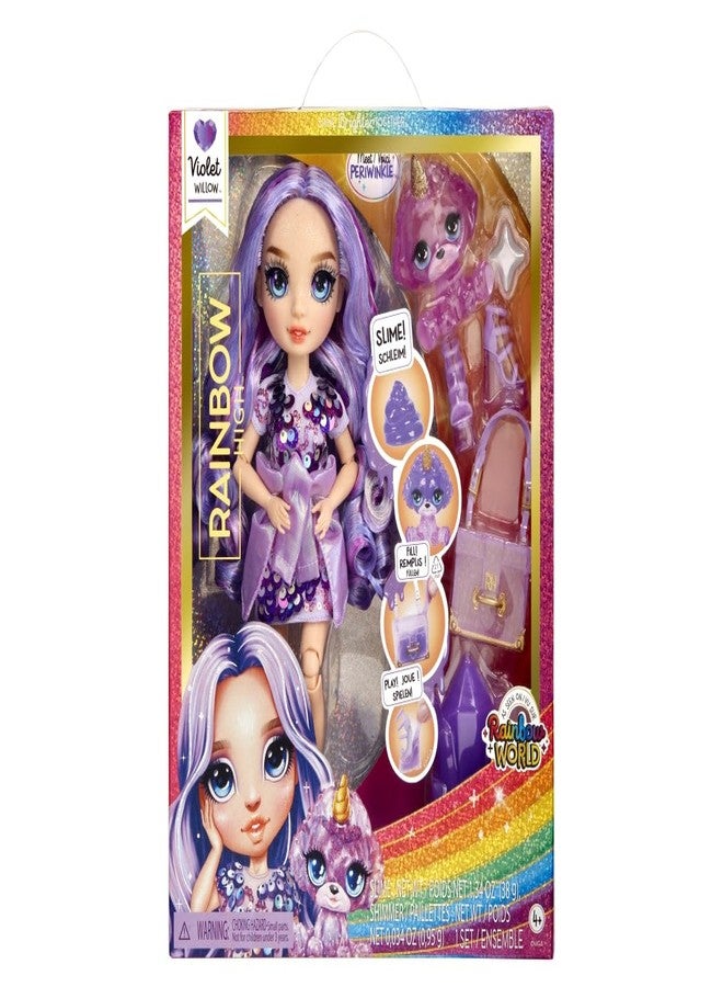Rainbow High Fashion Doll with Slime & Pet - Violet (Purple) - 28 cm Shimmer Doll with Sparkle Slime, Magical Pet and Fashion Accessories - Kids Toy - Great for Ages 4-12 Years - Image 2